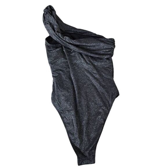 Cupshe Swimsuit Black Lurex Single Strap Bathing Suit Womens Medium Metallic Bla - Picture 5 of 7